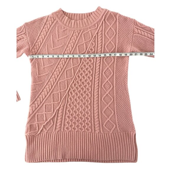 J Crew Cable Knit Patchwork Wool Blend Tunic Sweater K2428 Seashell Pink Small - Picture 4 of 11